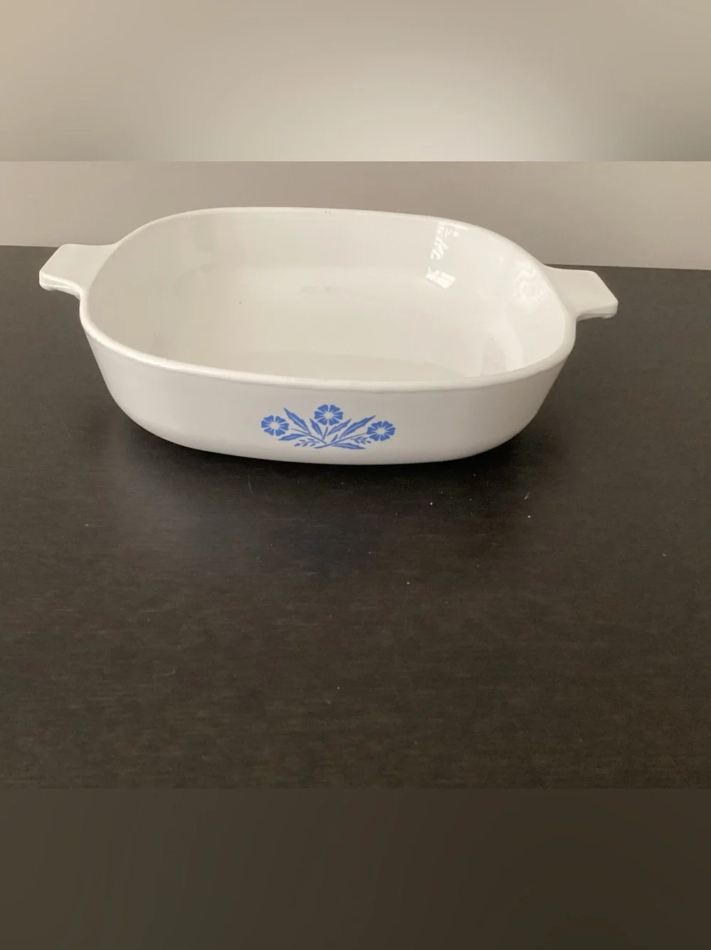 Vtg. Corning Ware Casserole dish with iconic “Blue Cornflower” Pattern